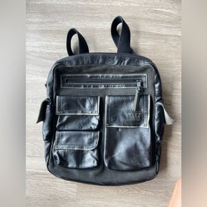 Black leather Bagpack VELEZ